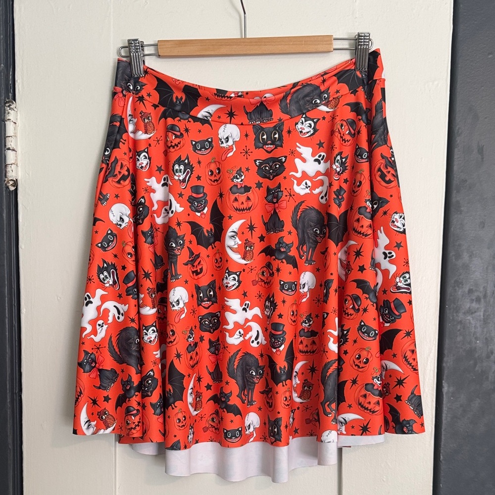 Blackmilk vintage halloween print skater skirt size XL